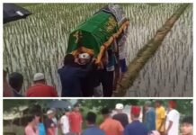 Puluhan Tahun Warga Kp. Dukuh Ciledug Setu Gotong Keranda Lewati Pematang Sawah Sempit